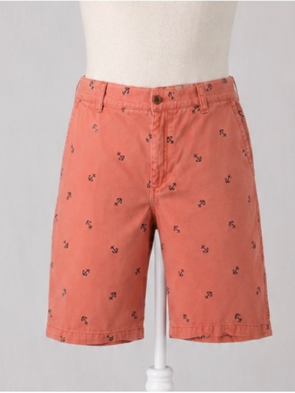 IZOD Anchor Print Shorts Mens 36 Salmon Pink Coastal Preppy Golf